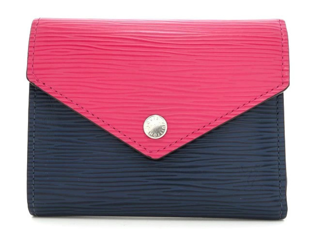 LOUIS VUITTON Tri fold Wallet Portefeuille Victorine Epi Indigo Blue Pink
